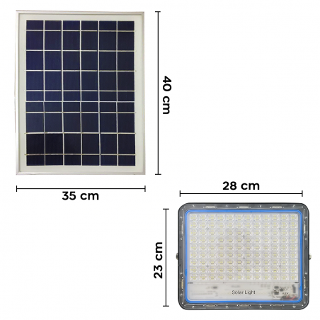 Faro LED panel solar lámpara 300W 79300 crepúsculo con mando a distancia IP66