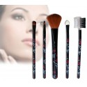 Set de brochas y pinceles de maquillaje (5 piezas - con motivo FANTASÍA) en práctico estuche