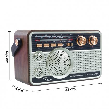 Radio FM Retro Inalámbrico Q-FM01 Altavoz portátil MP3 Bluetooth USB AUX TF