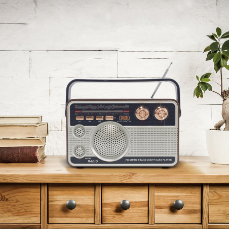 Radio FM Retro Inalámbrico Q-FM01 Altavoz portátil MP3 Bluetooth USB AUX TF