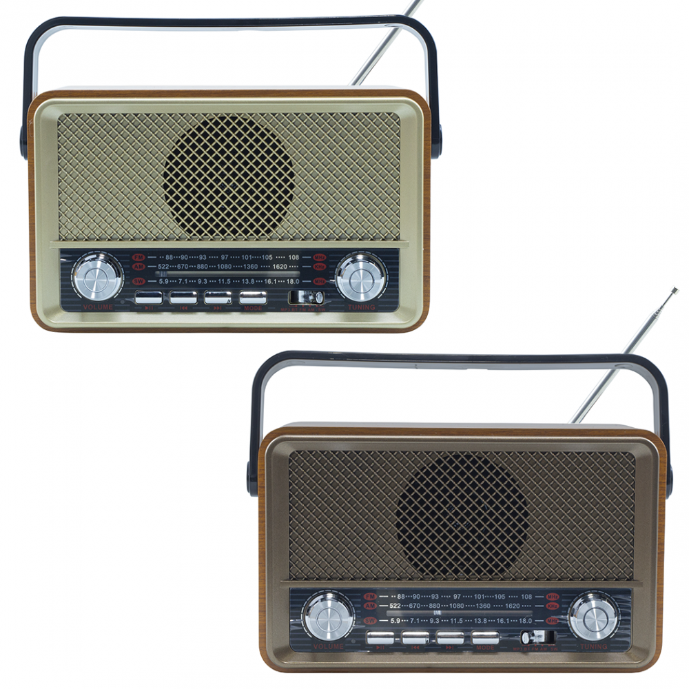 Radio FM retro inalámbrico Q-SY500 Altavoz portátil MP3 Bluetooth USB AUX TF Marrón