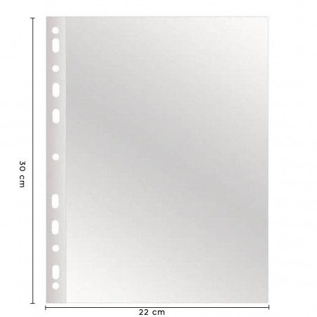 Pack 300 piezas sobres transparentes perforados brillantes universal 22x30cm