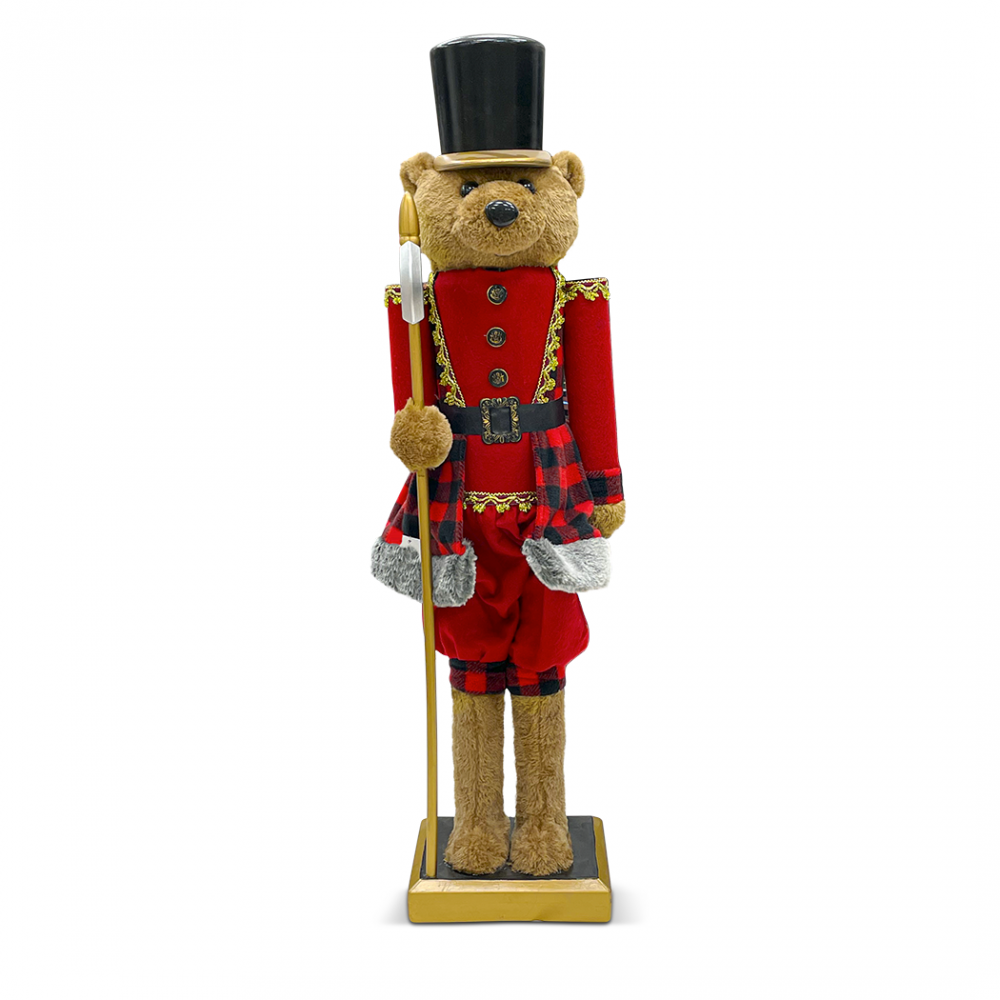 Oso cascanueces 392052 soldado rojo con hacha 60H cm Decoración navideña