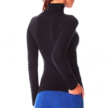 VKA22 Camiseta térmica para mujer con interior de felpa cuello alto