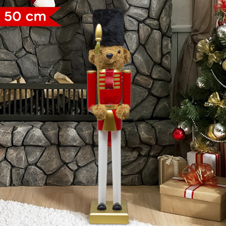 Oso cascanueces 50H cm 433007 Soldado de juguete rojo adornos navideños