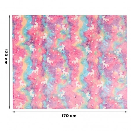 Manta suave mágica para niños de unicornio y estrellas fluorescentes multicolor