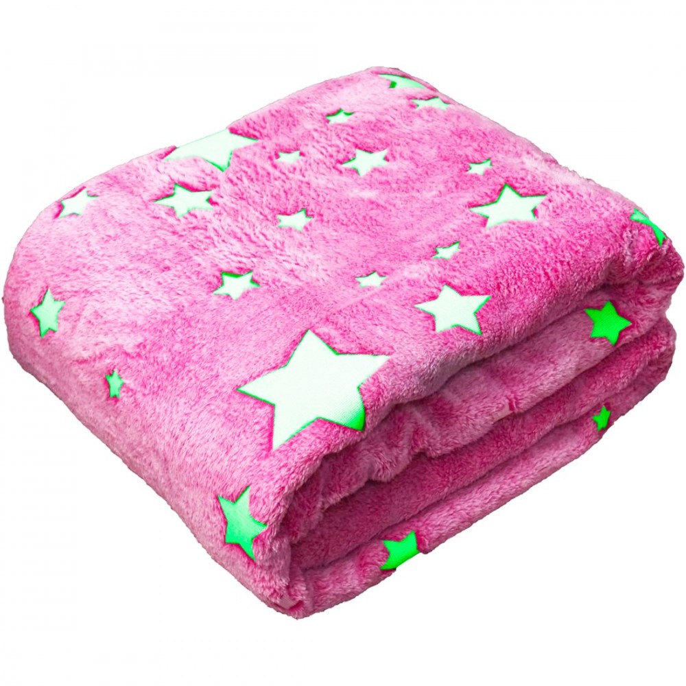 Manta de franela suave mágica para niños con estrellas fluorescente rosa