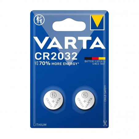 Blister 2 Pilas litio Varta CR2032 pila de botón 3V 230 mAh en acero