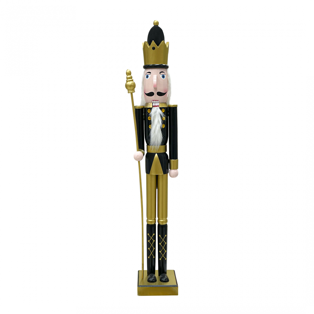 Soldado cascanueces 90H cm 433013 Decoración navidad Oro Negro con cetro