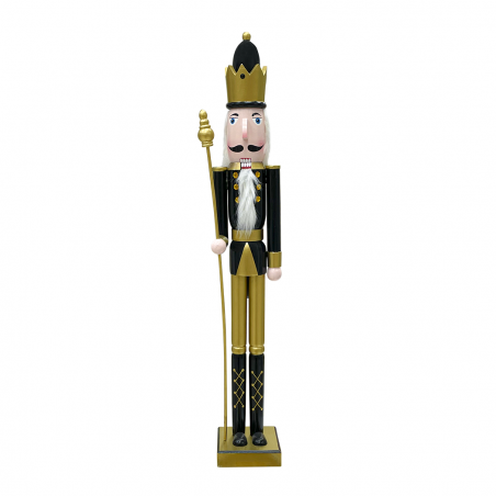 Soldado cascanueces 90H cm 433013 Decoración navidad Oro Negro con cetro