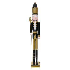 Soldado cascanueces 120Hcm 433052 adornos navideños Oro Negro con cetro