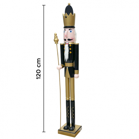 Soldado cascanueces 120Hcm 433052 adornos navideños Oro Negro con cetro