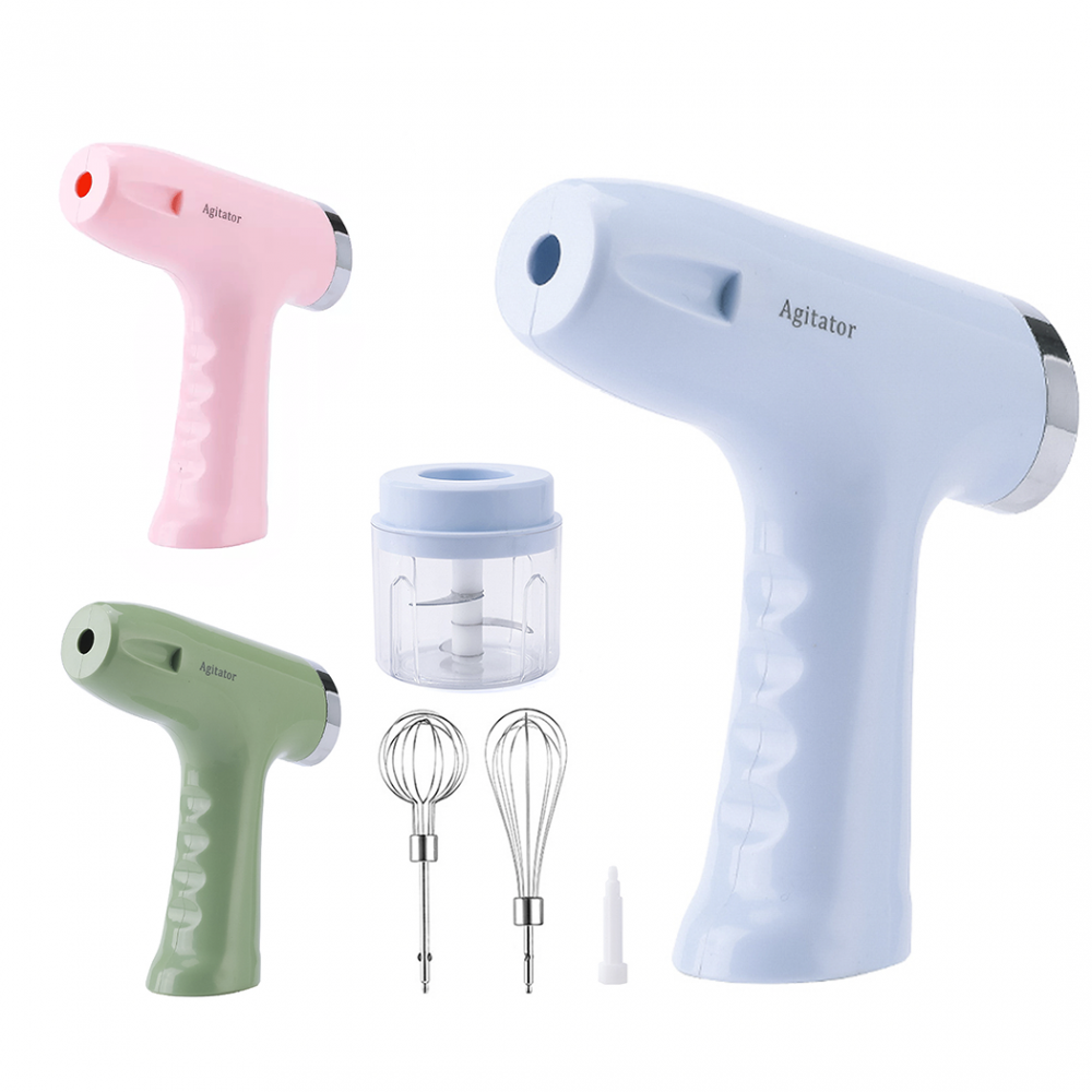 Mini batidora recargable con batidor de huevos y triturador 5 velocidades Rosa