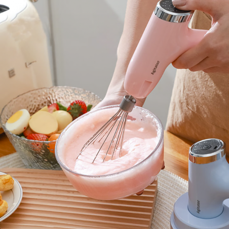Mini batidora recargable con batidor de huevos y triturador 5 velocidades