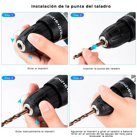 Taladro atornillador inalámbrico 18V KRAFTROYAL JPZ2012 Kit taladro combinado