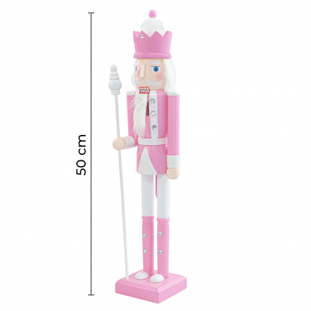 Soldado Cascanueces de Madera 50H 433017 Adornos Navideños Rosa con Cetro
