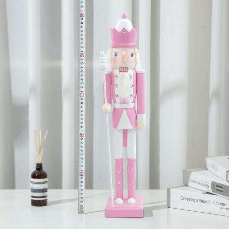 Soldado Cascanueces de Madera 50H 433017 Adornos Navideños Rosa con Cetro