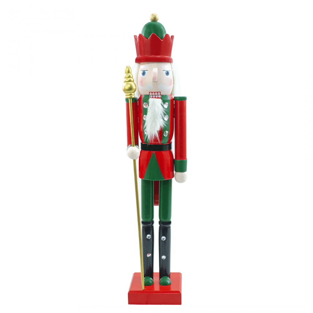 Soldado Cascanueces de madera 50H 433032 Decoraciones Navideñas Rojo y Verde