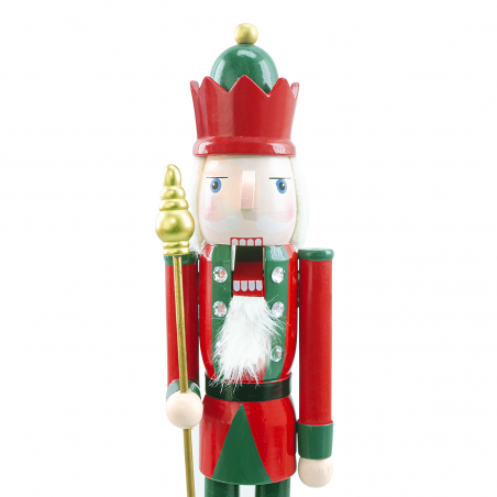 Soldado Cascanueces de madera 50H 433032 Decoraciones Navideñas Rojo y Verde