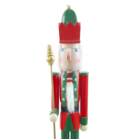 Soldado Cascanueces de madera 90H 433033 adornos navideños rojo con cetro