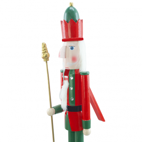 Soldado Cascanueces de madera 90H 433033 adornos navideños rojo con cetro