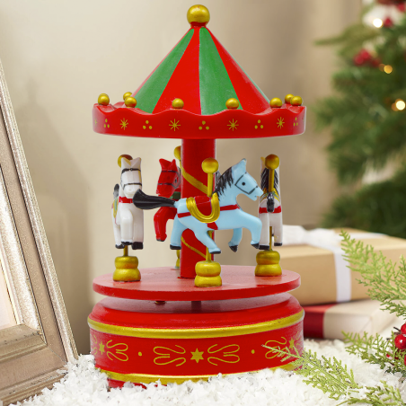 Carillón móvil navideño madera 433049 adorno con movimiento con cuerda musical