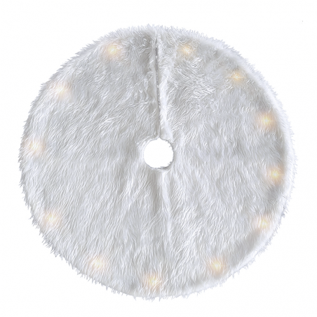 Base Cover árbol de navidad de felpa alfombra blanca 85cm con minilues LED