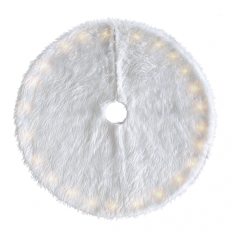 Base Cover árbol de navidad de felpa alfombra blanca 110cm con minilues LED