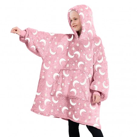 Capa polar para niños con capucha y mangas Estrellas y Luna fluorescentes