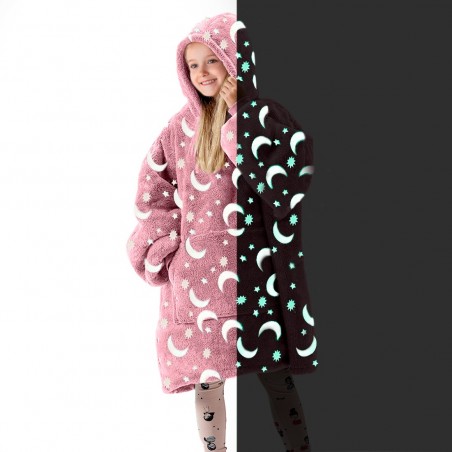 Capa polar para niños con capucha y mangas Estrellas y Luna fluorescentes