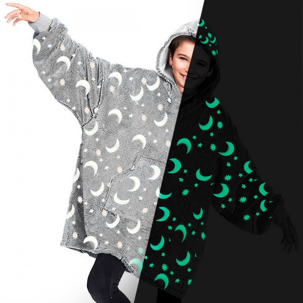 Capa polar infantil capucha y mangas Gris con...