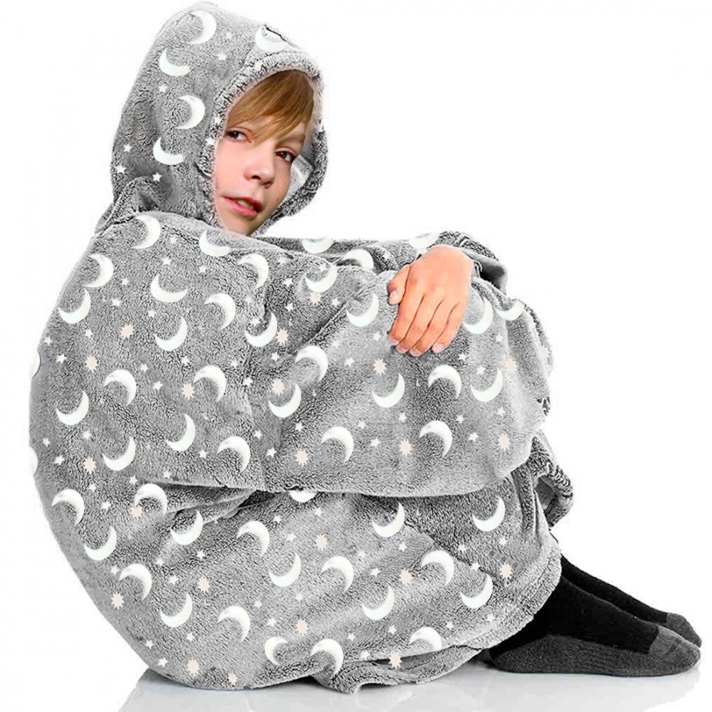 Capa polar infantil capucha y mangas Gris con...