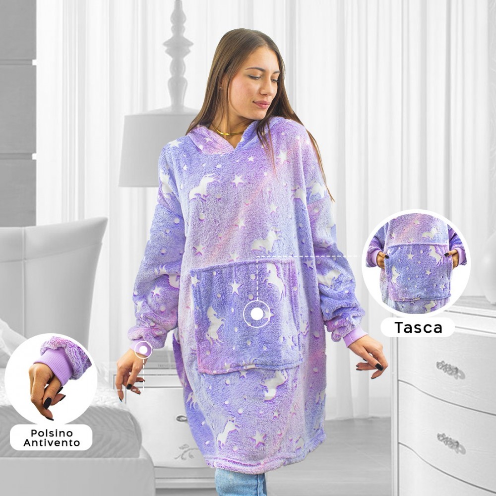 Capa polar Lila Fluorescente mangas Oversize...