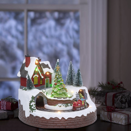 Christmas Village 361036 Carrusel Navidad con Luz Sonido y Movimiento 20x20x16