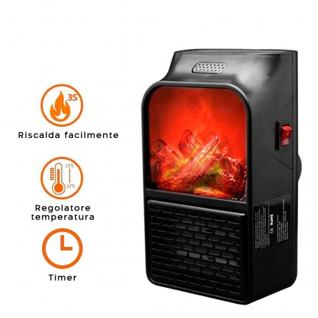 Mini estufa eléctrica portátil 1000W Chimenea falsa pantalla y temporizador