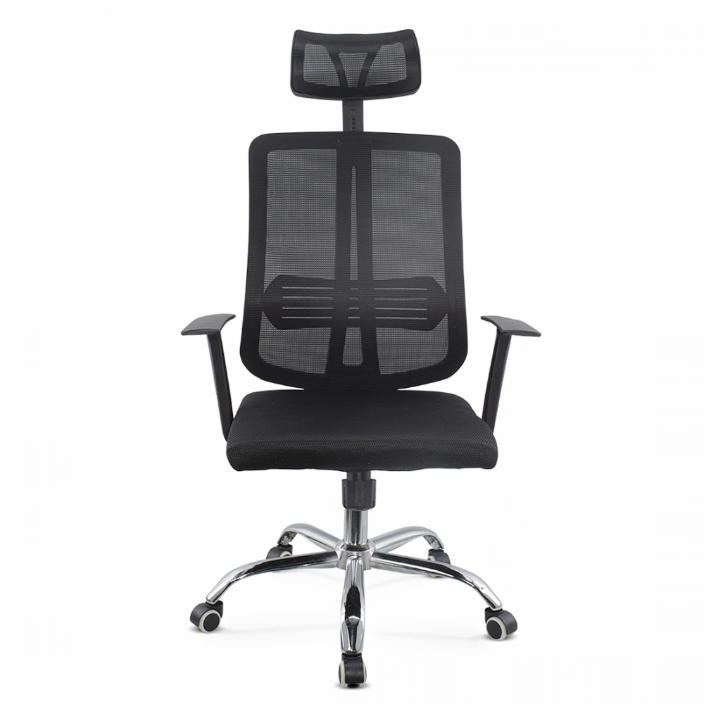 Silla oficina ejecutiva ajustable negra ALBERT Reposacabezas y reposabrazos