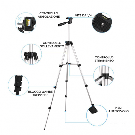 Trípode ajustable de 34 a 102 cm Trípode universal para smartphone o cámara