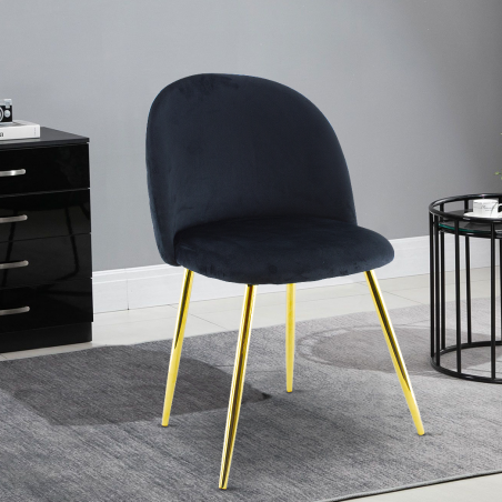 Silla de salón SHELBY 50x45x80H cm sillón vintage terciopelo y patas doradas