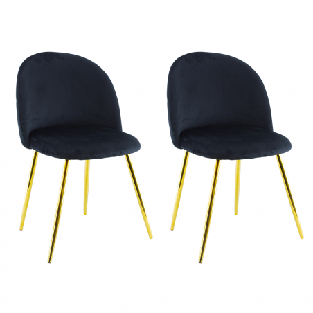 Pack 2 sillas salón SHELBY 50x45x80Hcm sillón vintage Terciopelo y patas doradas