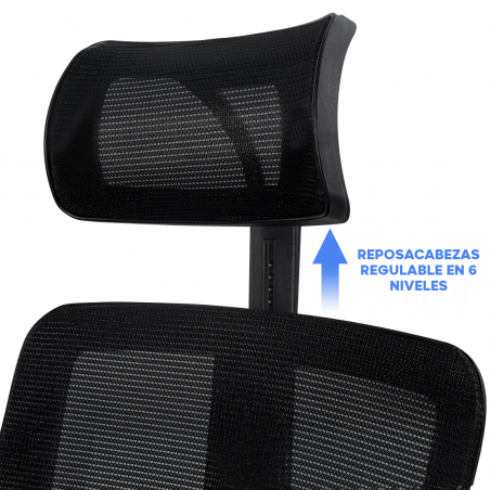 Silla oficina ejecutiva ajustable negra ALBERT Reposacabezas y reposabrazos