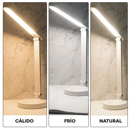 Lámpara de escritorio LED de control táctil recargable plegable con 3 brillos