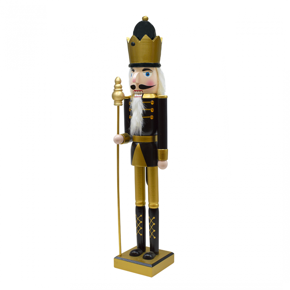 Soldado cascanueces 50Hcm 433012 decoración navidad Oro Negro con cetro