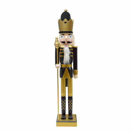 Soldado cascanueces 50Hcm 433012 decoración navidad Oro Negro con cetro