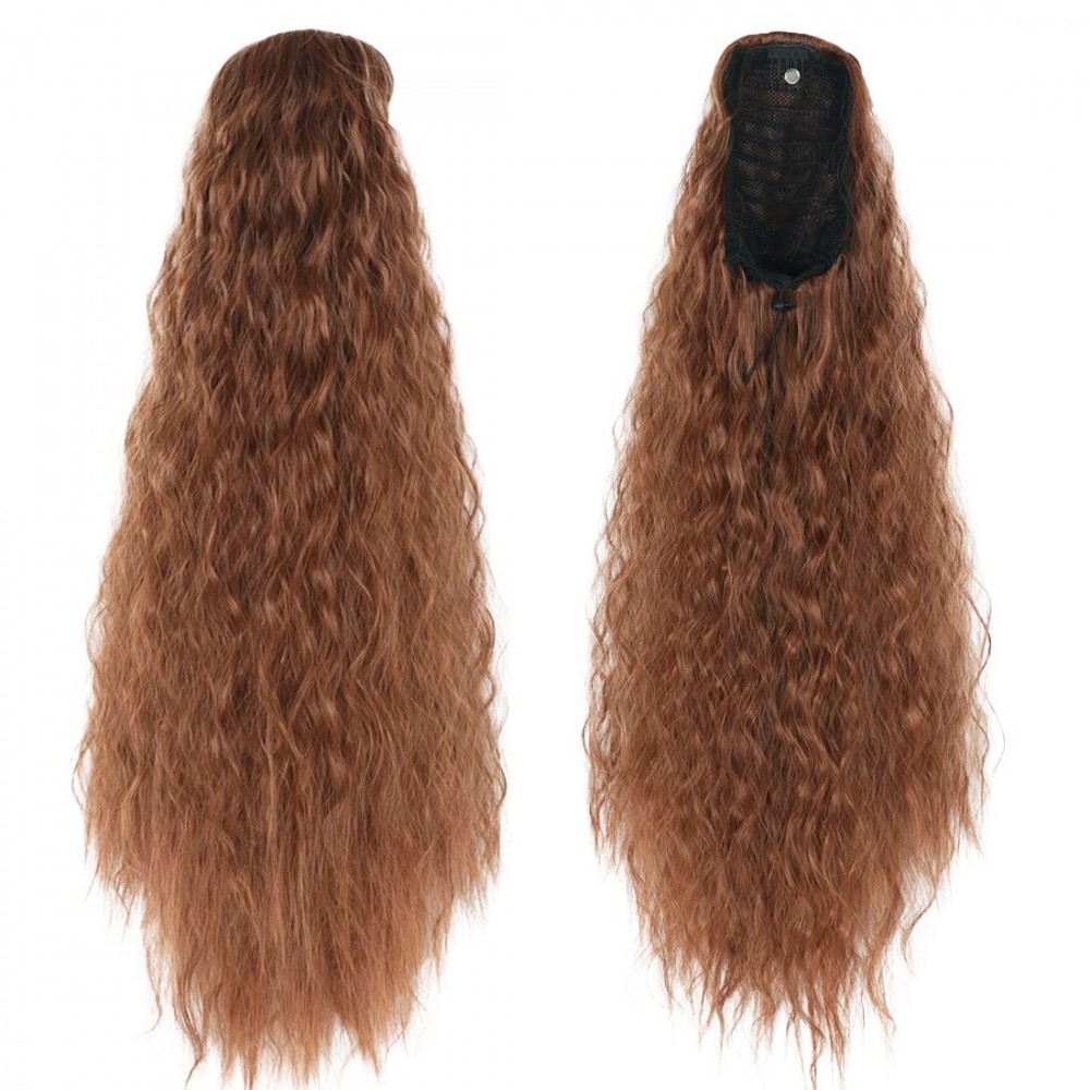 Extensión cabello rizado castaño con clip MAIANE cabello falso 140gr de 70cm