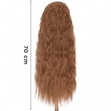 Extensión cabello rizado castaño con clip MAIANE cabello falso 140gr de 70cm