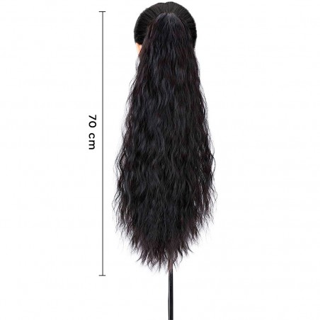 Extensión de cabello rizado negro JACY con clip cabello falso 140gr 70cm largo