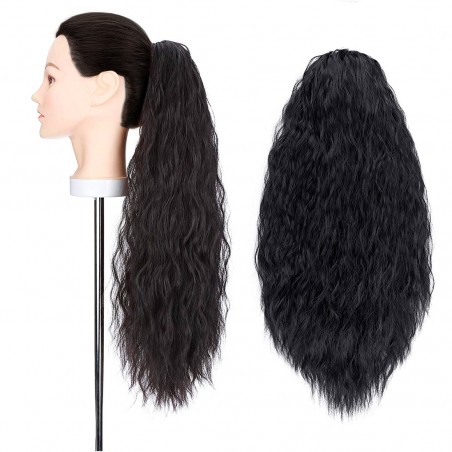 Extensión de cabello rizado negro JACY con clip cabello falso 140gr 70cm largo