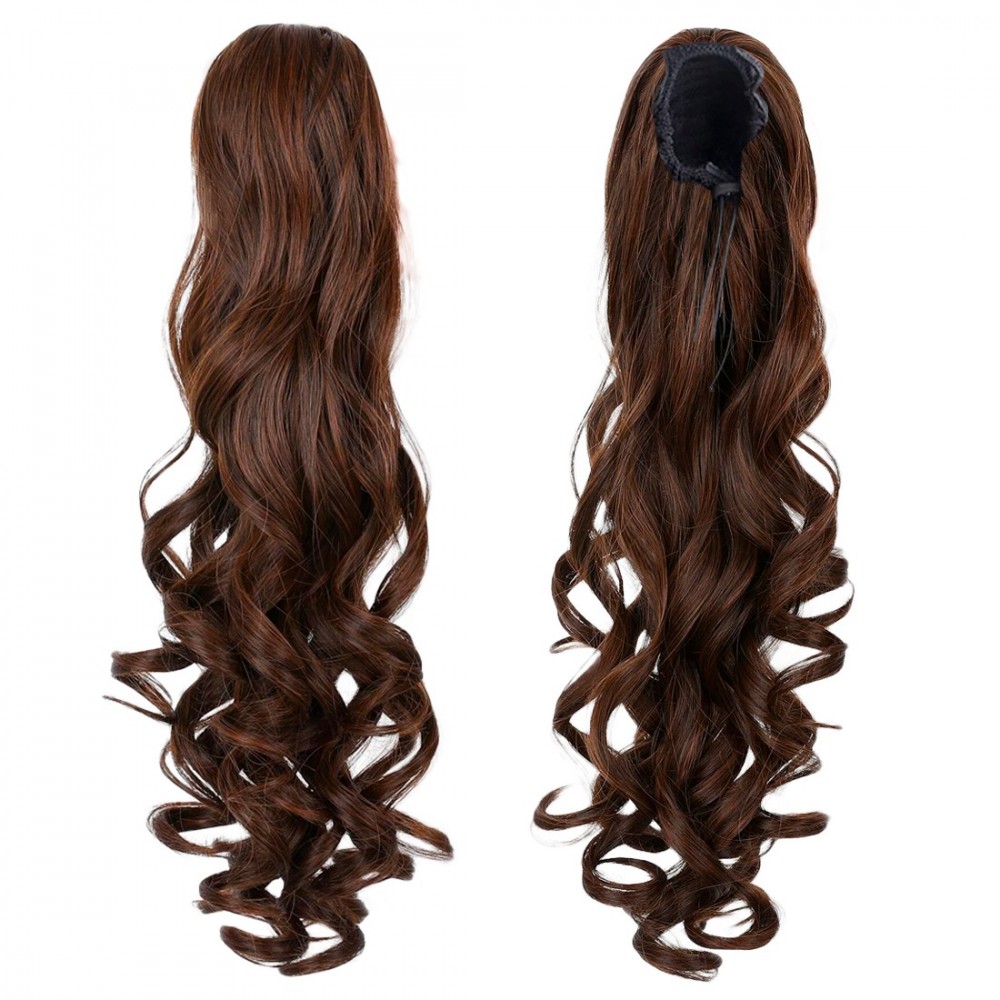 Extensión coleta cabello castaño con clip EMILY cabello postizo 140gr 70cm largo