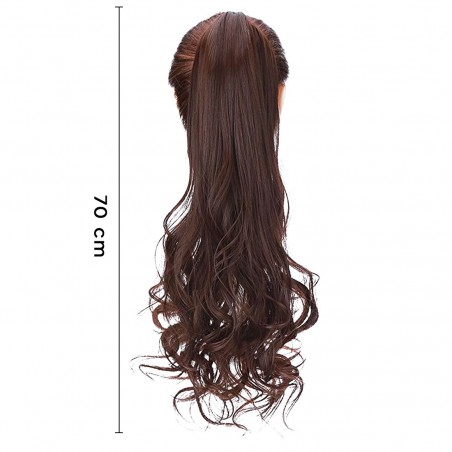 Extensión coleta cabello castaño con clip EMILY cabello postizo 140gr 70cm largo