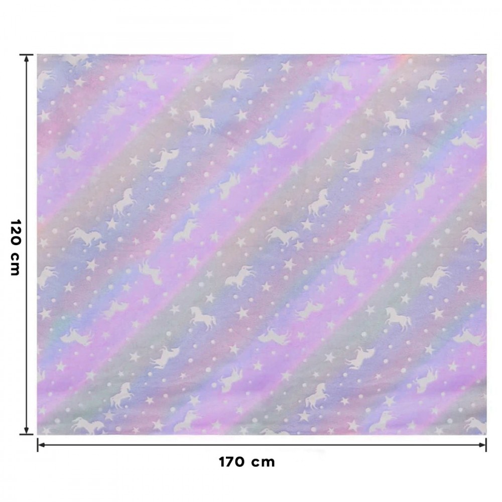 Manta mágica infantil polar Lila con Unicornios...